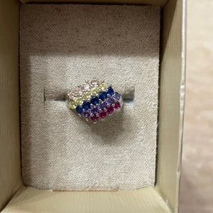Multi gem sterling silver ring